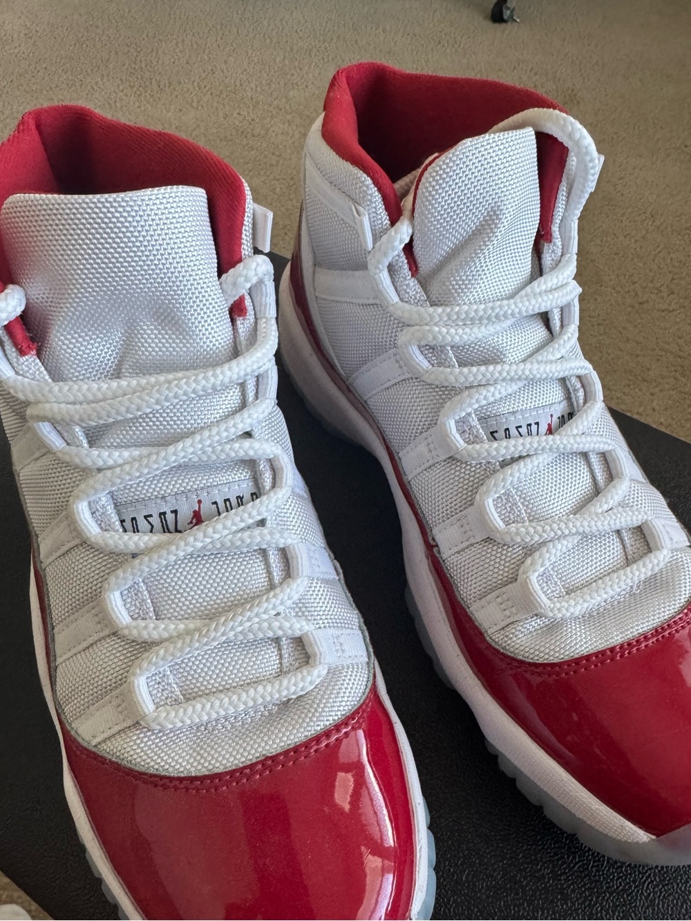 Jordan Kids White and Red High-Top Sneakers